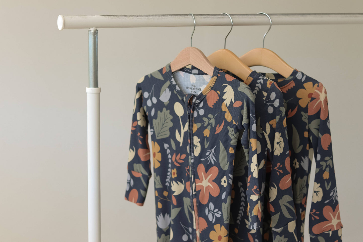 Honeycomb Goods - Dark Floral Zip Pajamas