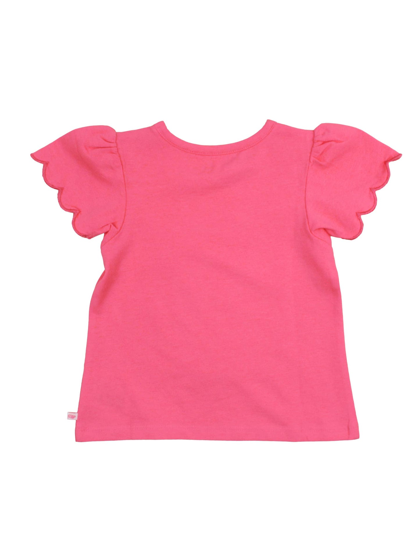 RuffleButts + RuggedButts - Girls Hot Pink Knit Short Sleeve Scallop Tee