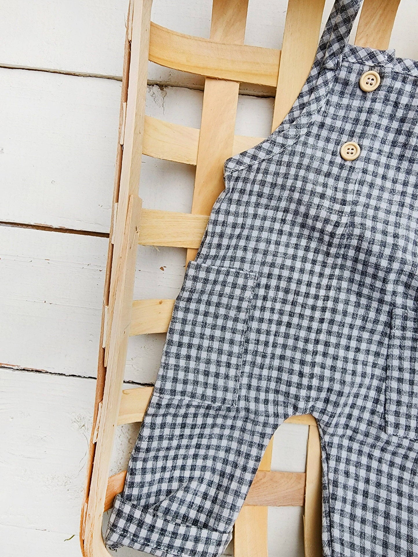 OLIVE & CRADLE - Atticus Gingham Cotton Romper