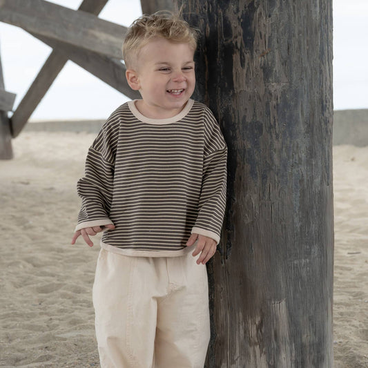 Rivi & Kin - Lightweight Brown Sweatshirt With Cream Stripe