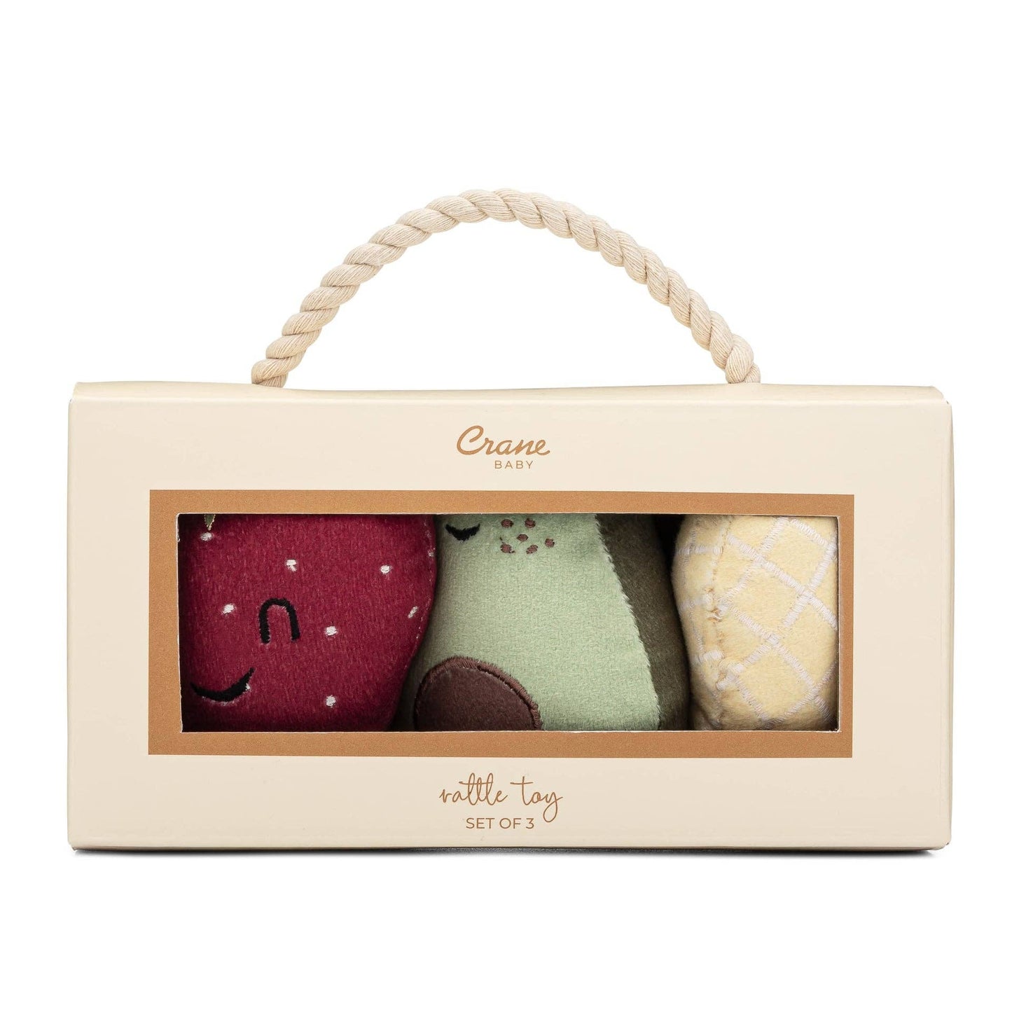 Crane Baby - Clementine Fruits & Veggies Soft Plush Rattle Set (3 Pack)
