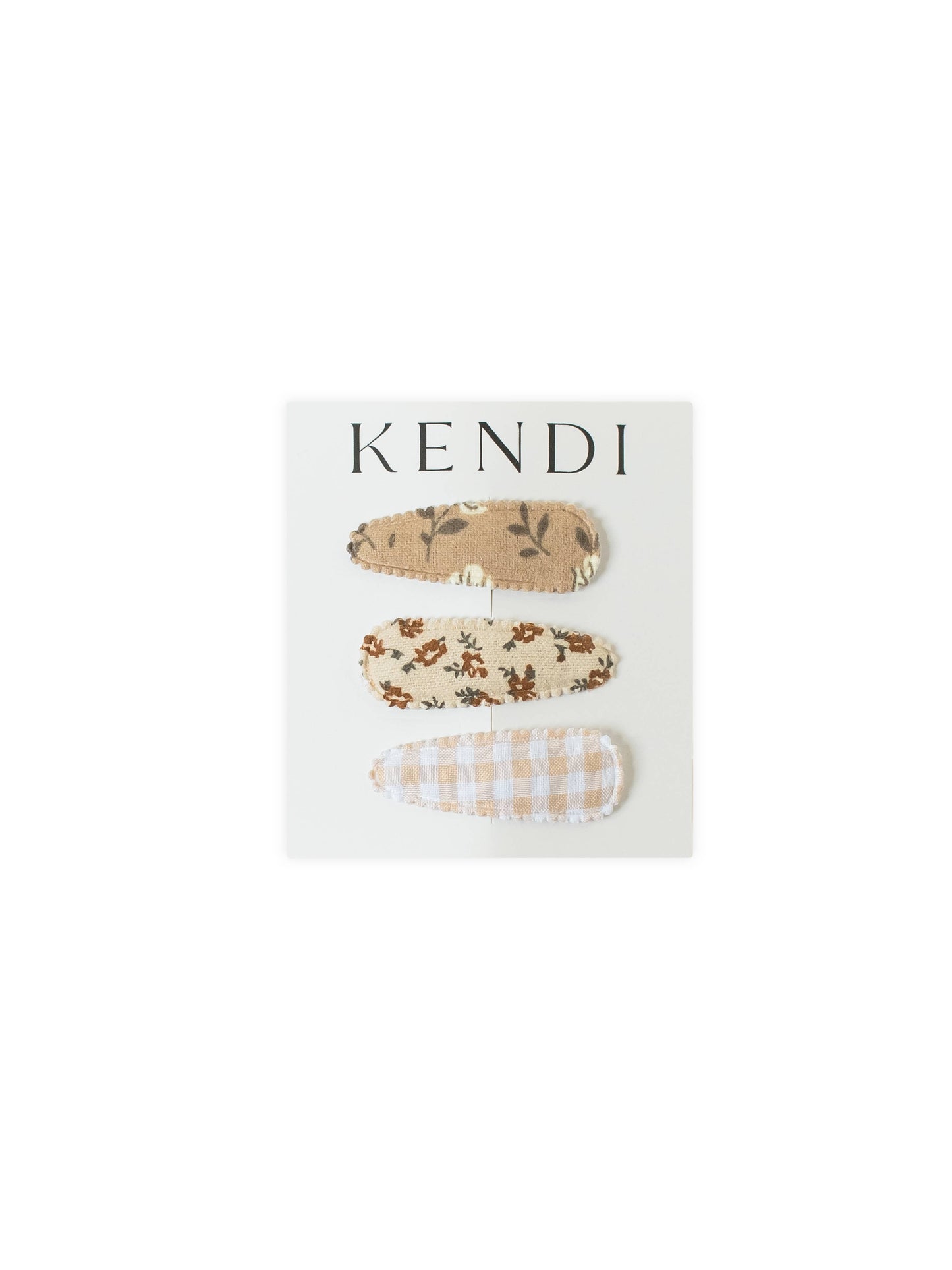 Colored Organics - KENDI Baby Hair Clips 3 Pack - Tan Gingham