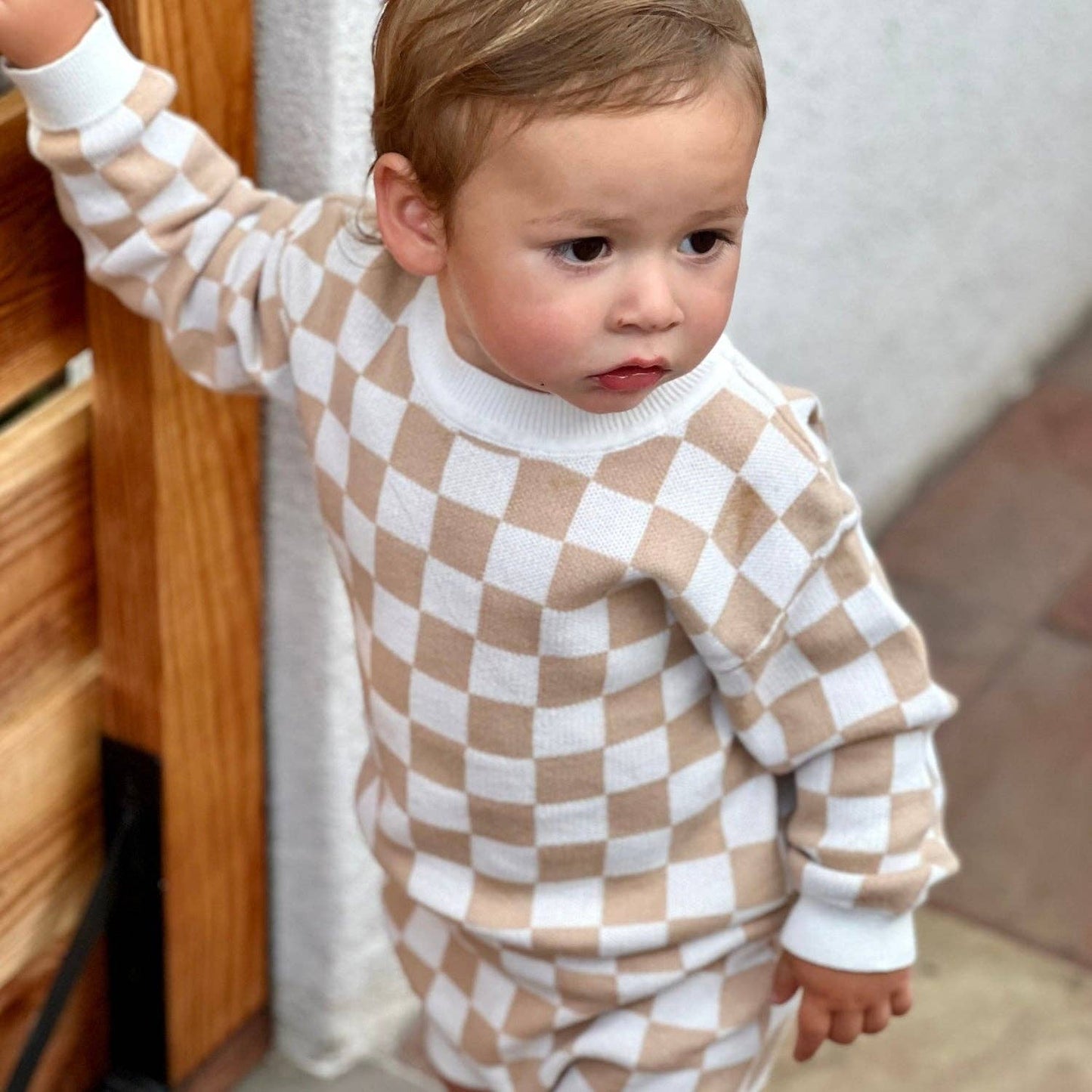 Rivi & Kin - Knit Long Sleeve Set - Checkered