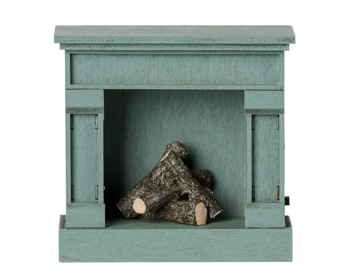 Maileg - Fireplace, Mouse - Blue