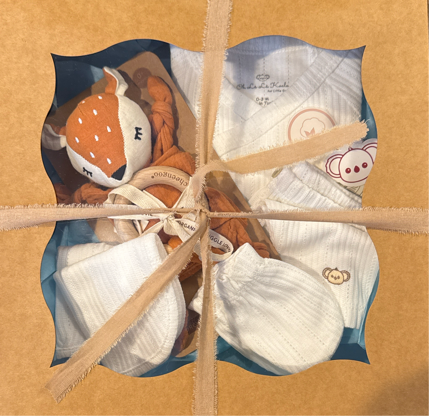 Honey and Hive - White Ribbed Koala Print 5 Piece Newborn Set