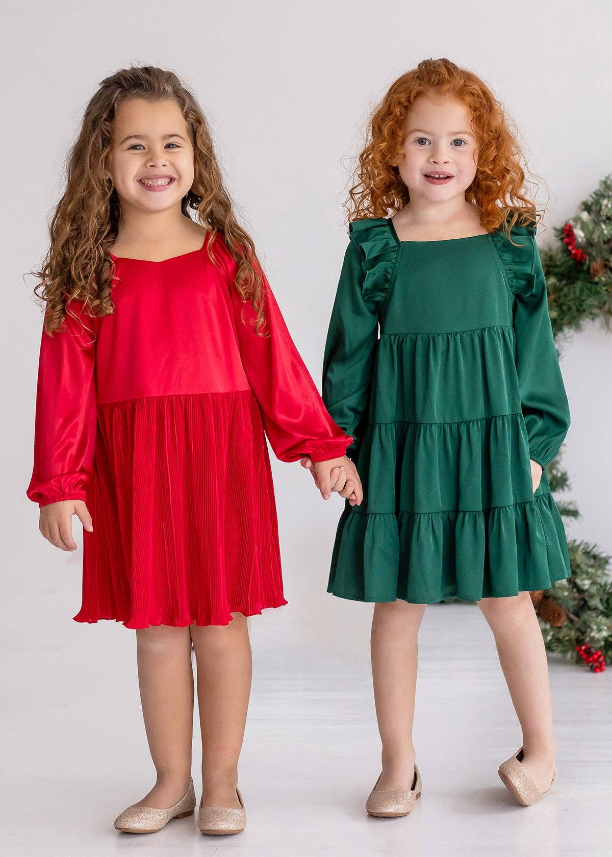 mabel + honey - Mistletoe Emerald Green Tiered Dress