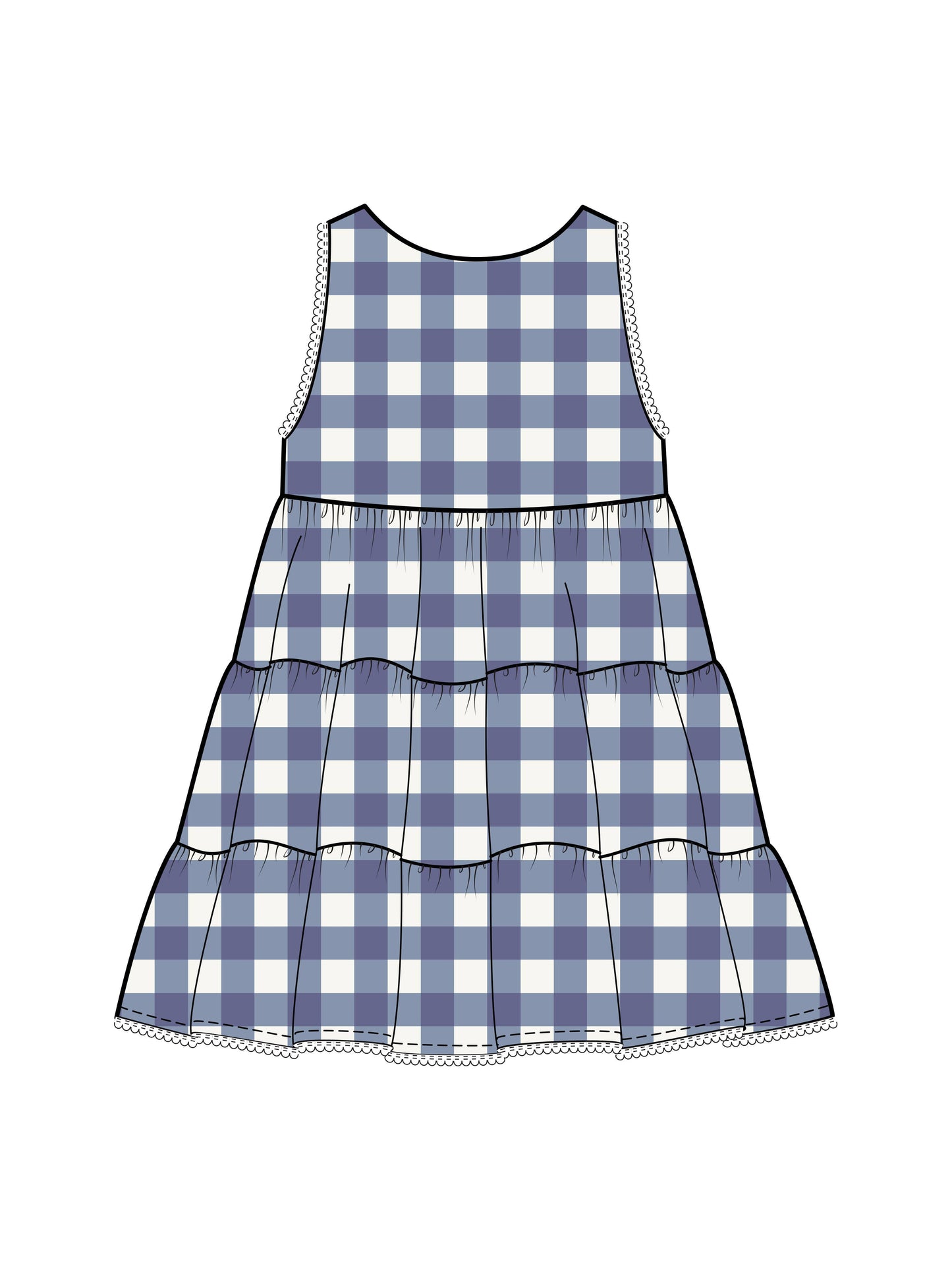 Colored Organics - Organic Zoey Seersucker Tiered Dress - Marino Gingham