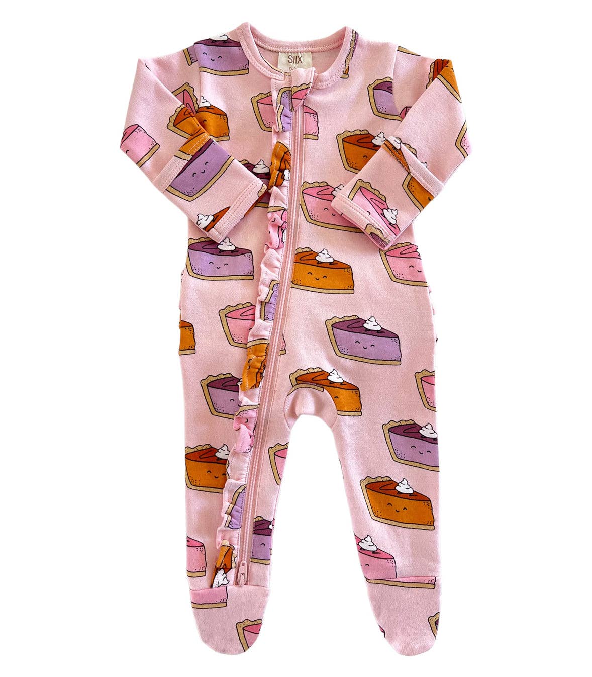 SIIX Collection - Pumpkin Pie / Organic Frill Zip Footie