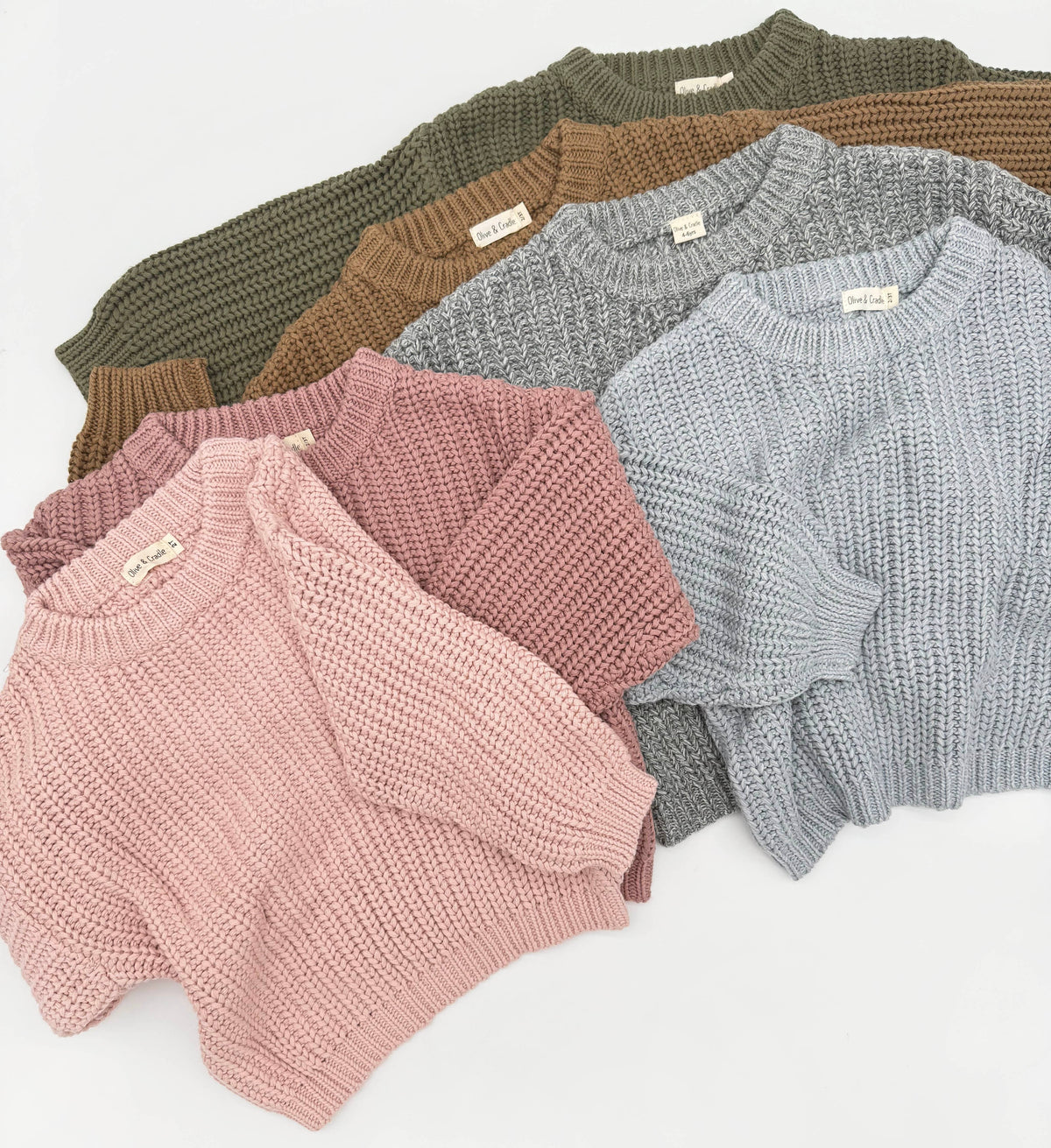 OLIVE & CRADLE - KIDS Chunky Knit Braided Sweater Cotton