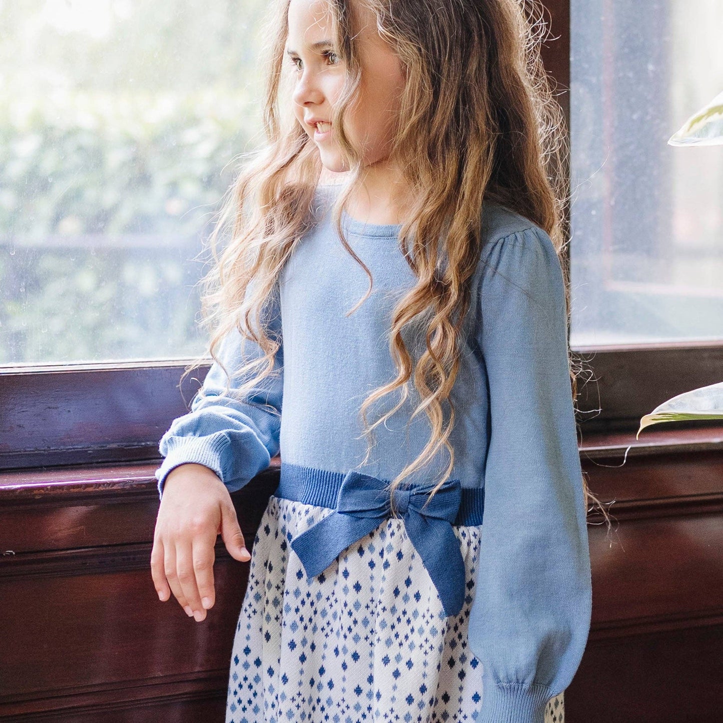 Hope and Henry - Organic Skater Sweater Dress with Bow