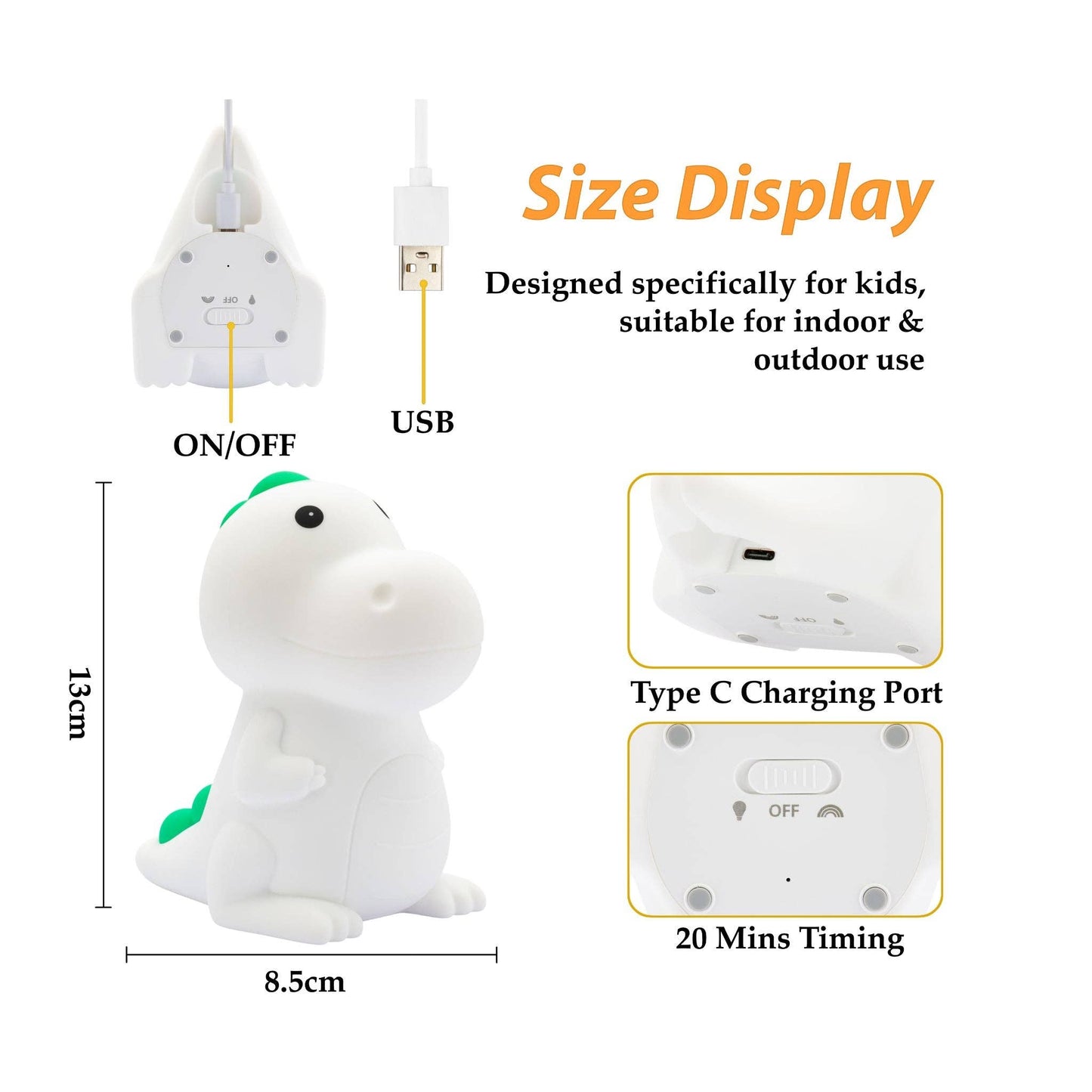Zoe Sage - Dinosaur LED Night Light USB Rechargeable Animal Touch Control Lamp