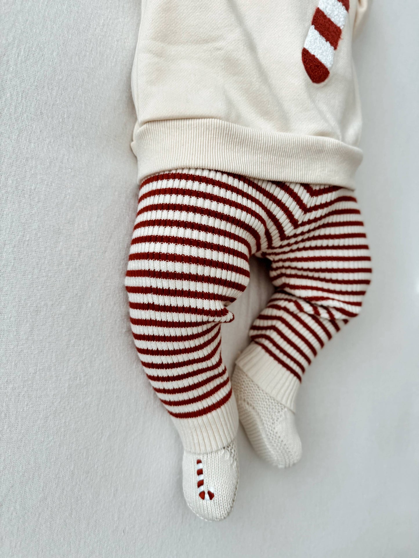 Luna + Luca - Candy Cane Embroidered Booties