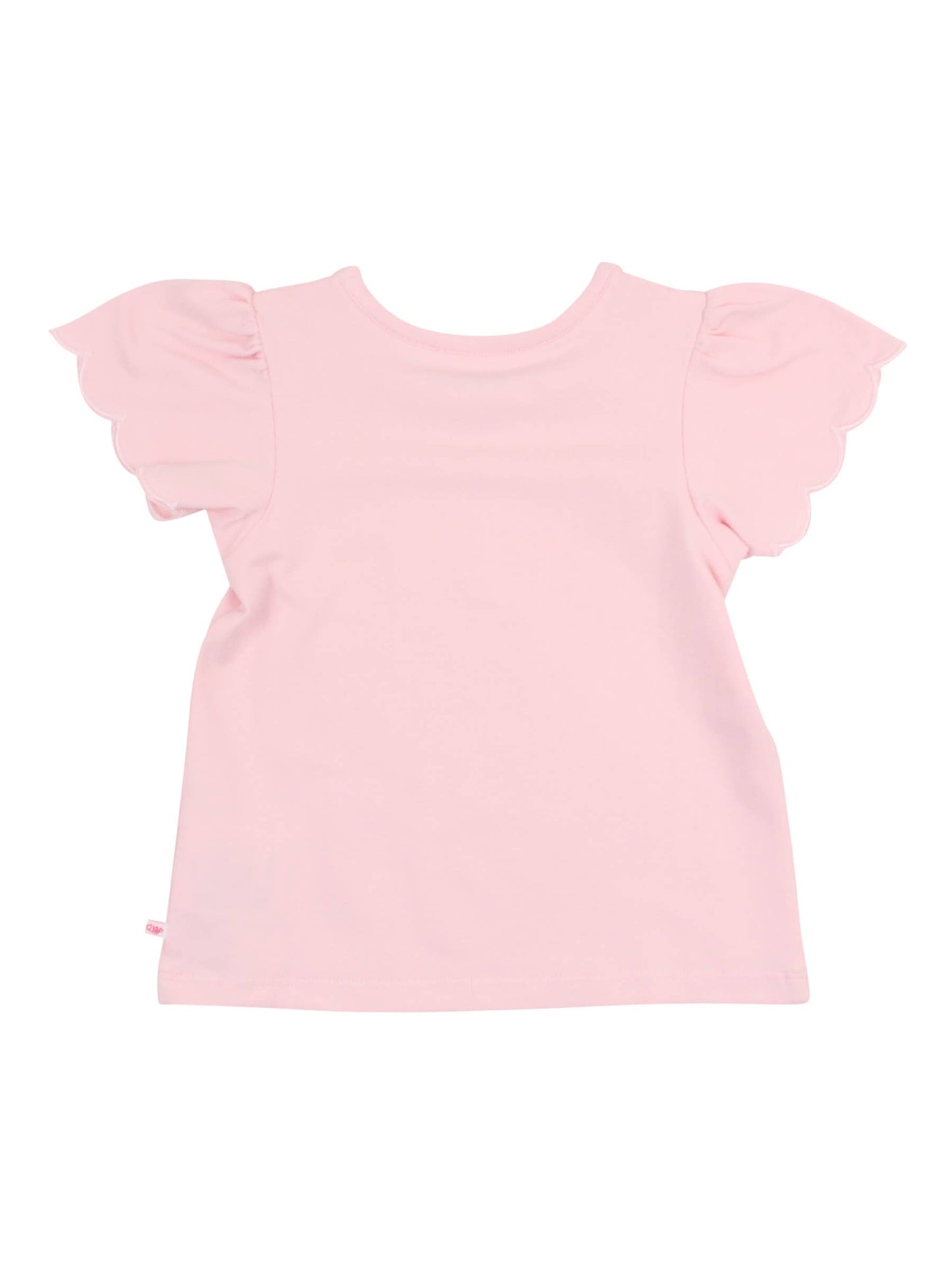 RuffleButts + RuggedButts - Girls Pink Knit Short Sleeve Scallop Tee
