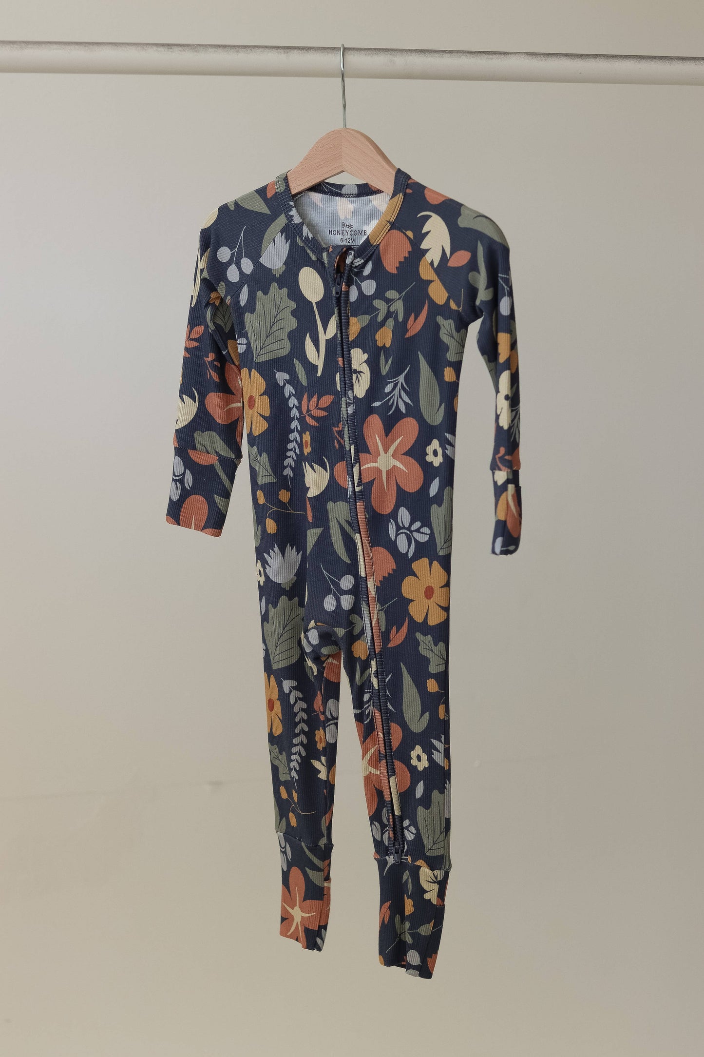 Honeycomb Goods - Dark Floral Zip Pajamas