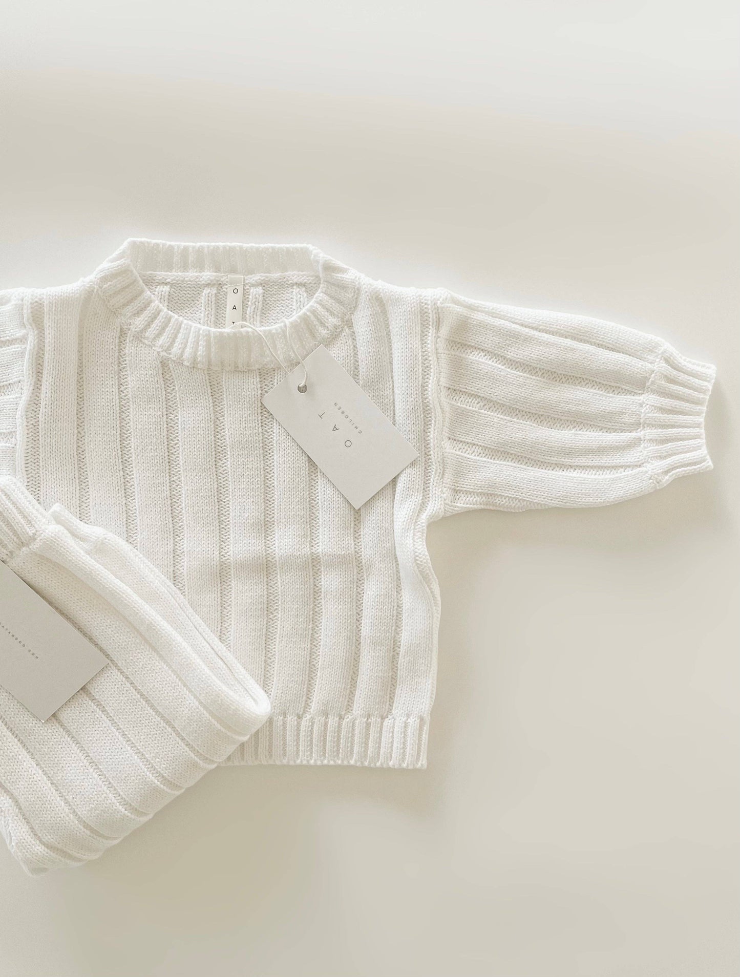 Oat Children - Children’s Wide Ribbed Knit Sweater ‘Dove’