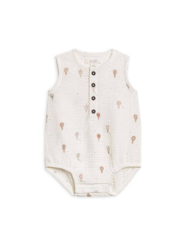 Colored Organics - Organic Baby Bowie Muslin Bubble Romper - Hot Air Balloon