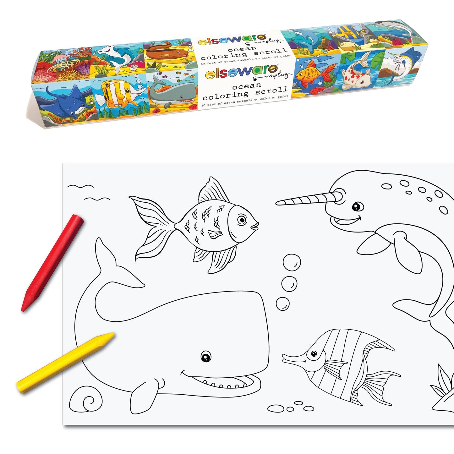 elseware unplug / eco-kids - Coloring Scrolls -12ct Assorted - 10ft with Adhesive Back