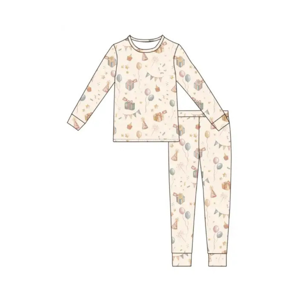 Emi Lei - Birthday Bamboo Two Piece Toddler Pajama Set - Party Time