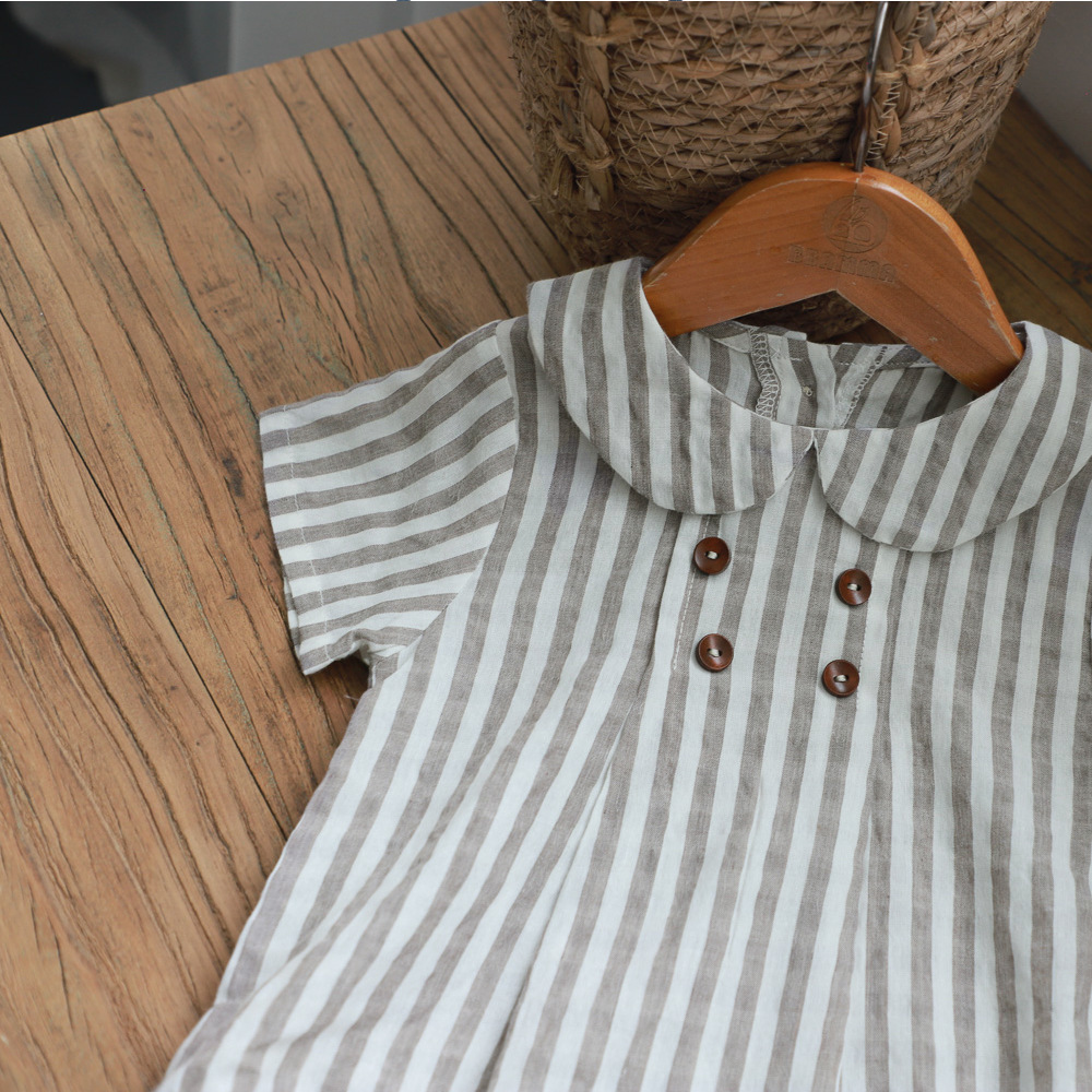 Annie & Charles - Annie & Charles® Organic Cotton PIM Bloomer: light grey striped