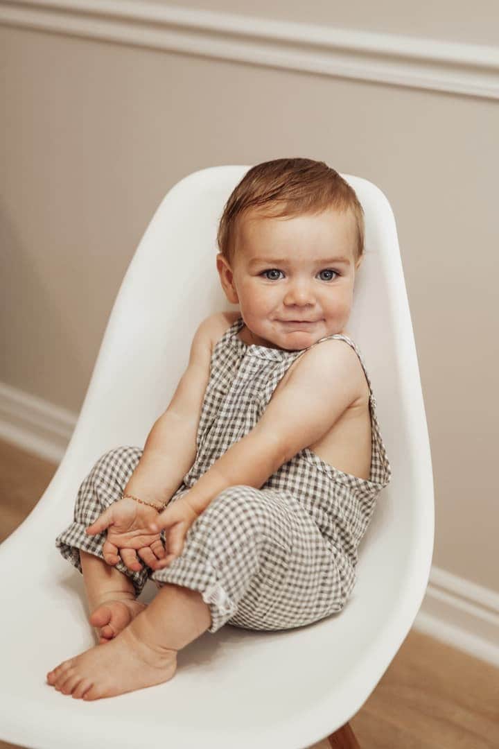 OLIVE & CRADLE - Atticus Gingham Cotton Romper