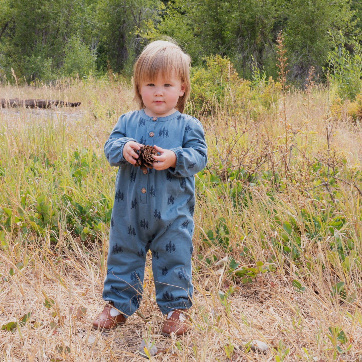 City Mouse Studio - Henley Long Leg Romper- Twilight Forest