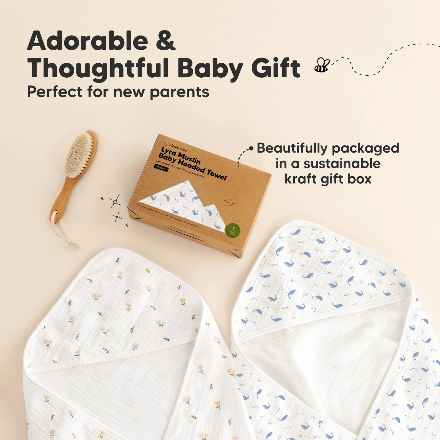 KeaBabies - KeaBabies Lyra Muslin Hooded Towel