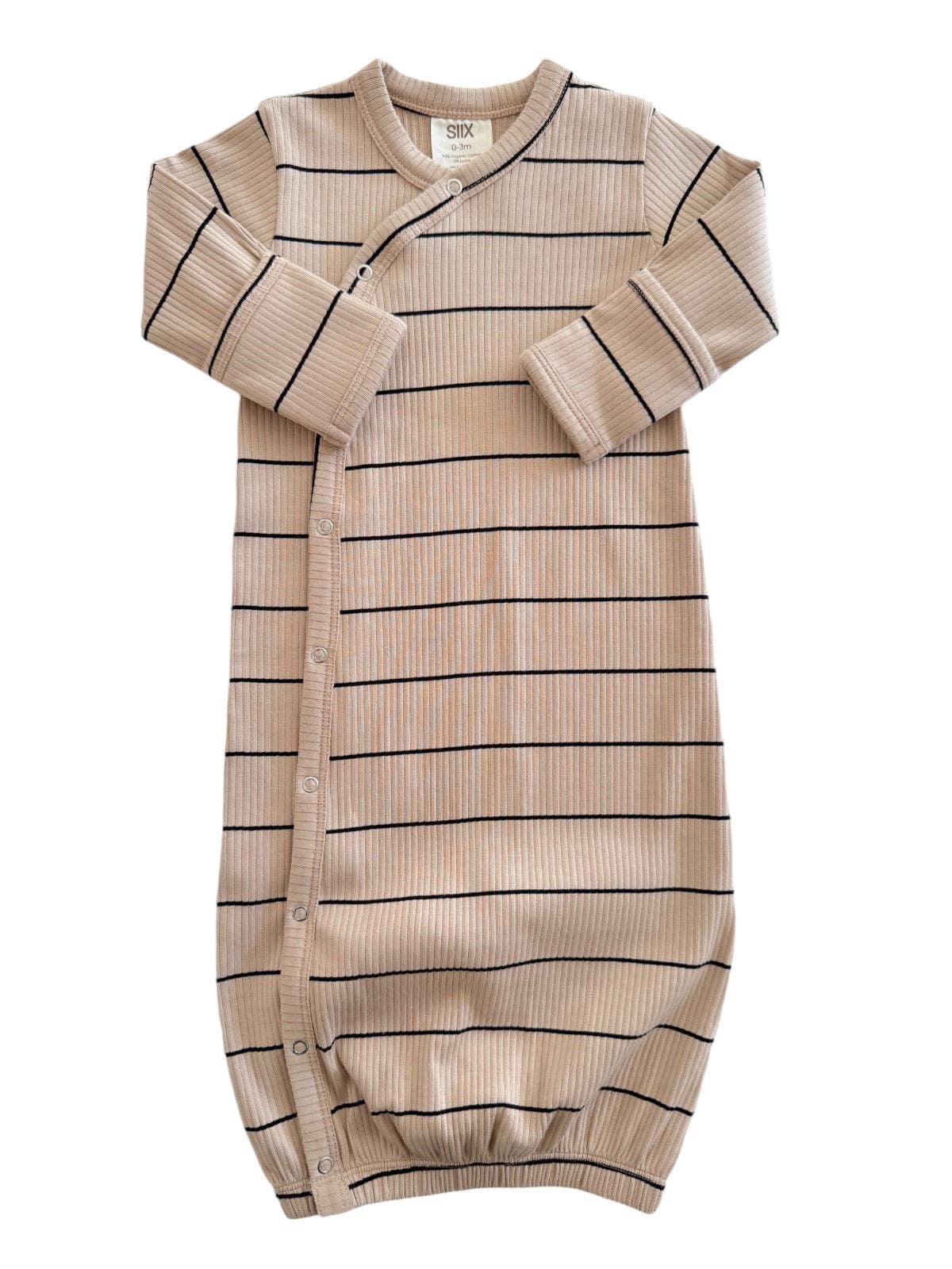 SIIX Collection - Tan/Black Stripe / Organic Ribbed Gown