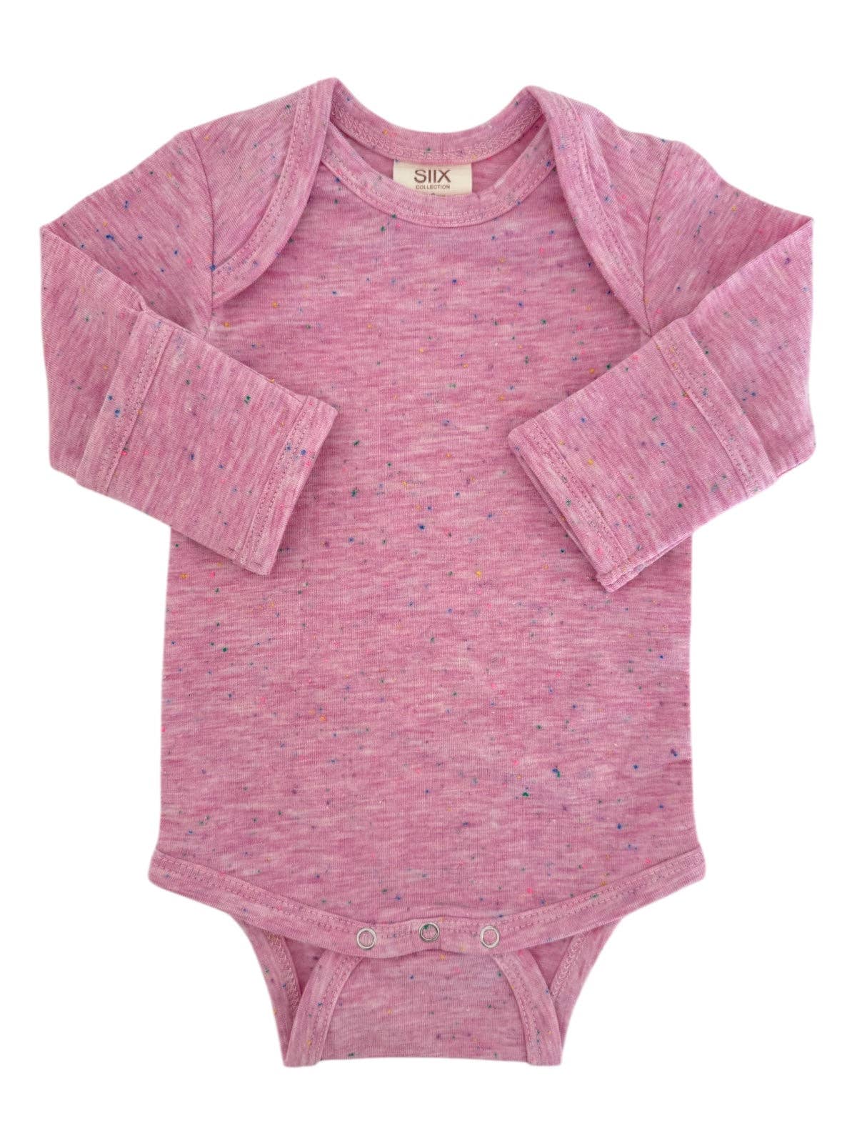 SIIX Collection - Pink Speckle / Long Sleeve Bodysuit