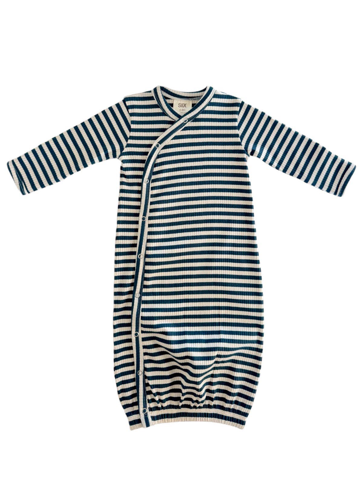 SIIX Collection - Steel Blue Stripe / Organic Ribbed Gown