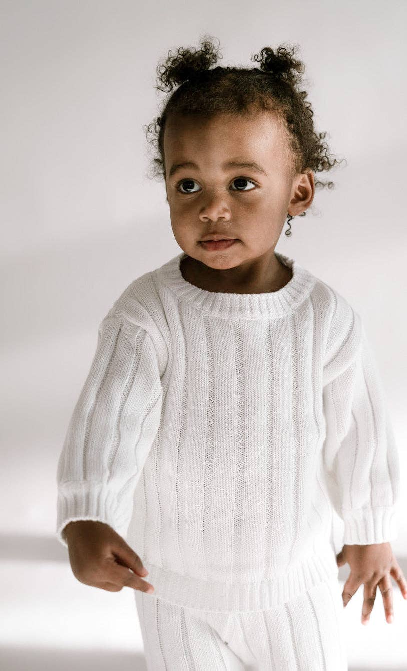 Oat Children - Children’s Wide Ribbed Knit Sweater ‘Dove’