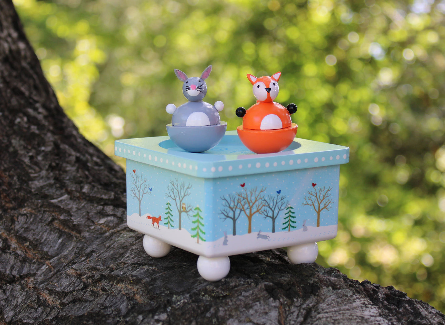 Jack Rabbit Creations - Dancing Fox & Bunny Music Box