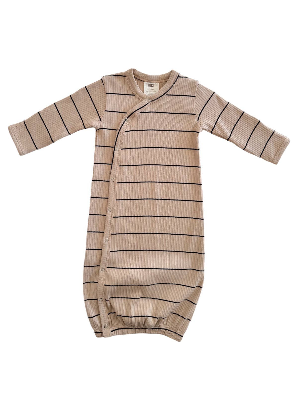 SIIX Collection - Tan/Black Stripe / Organic Ribbed Gown