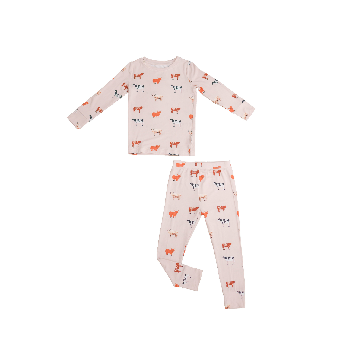 bug + bean kids - Bamboo 2-Piece Toddler Pajama Set - Oatmeal Cow | Unisex