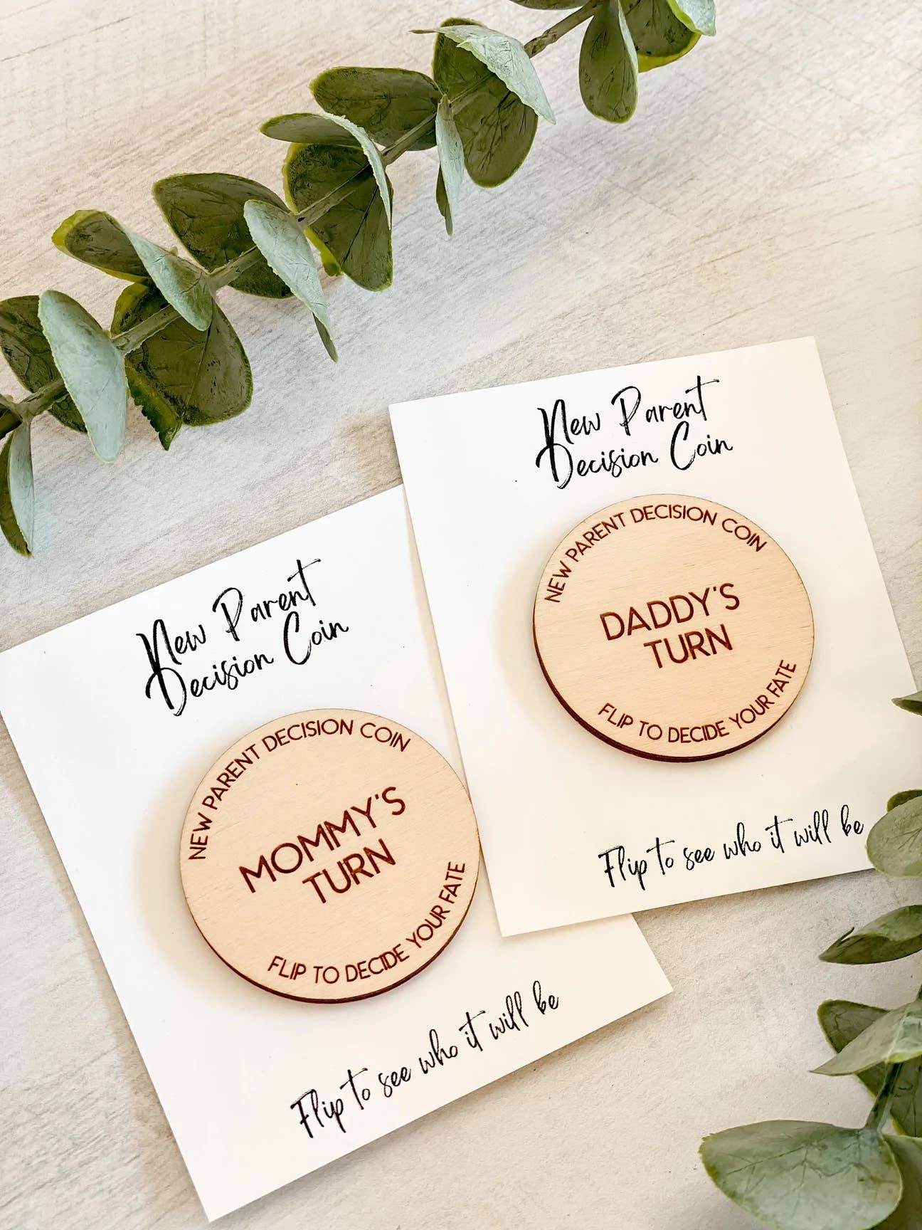 Home Bound Custom Decor - Parent Decision Flip Coin Baby Gift