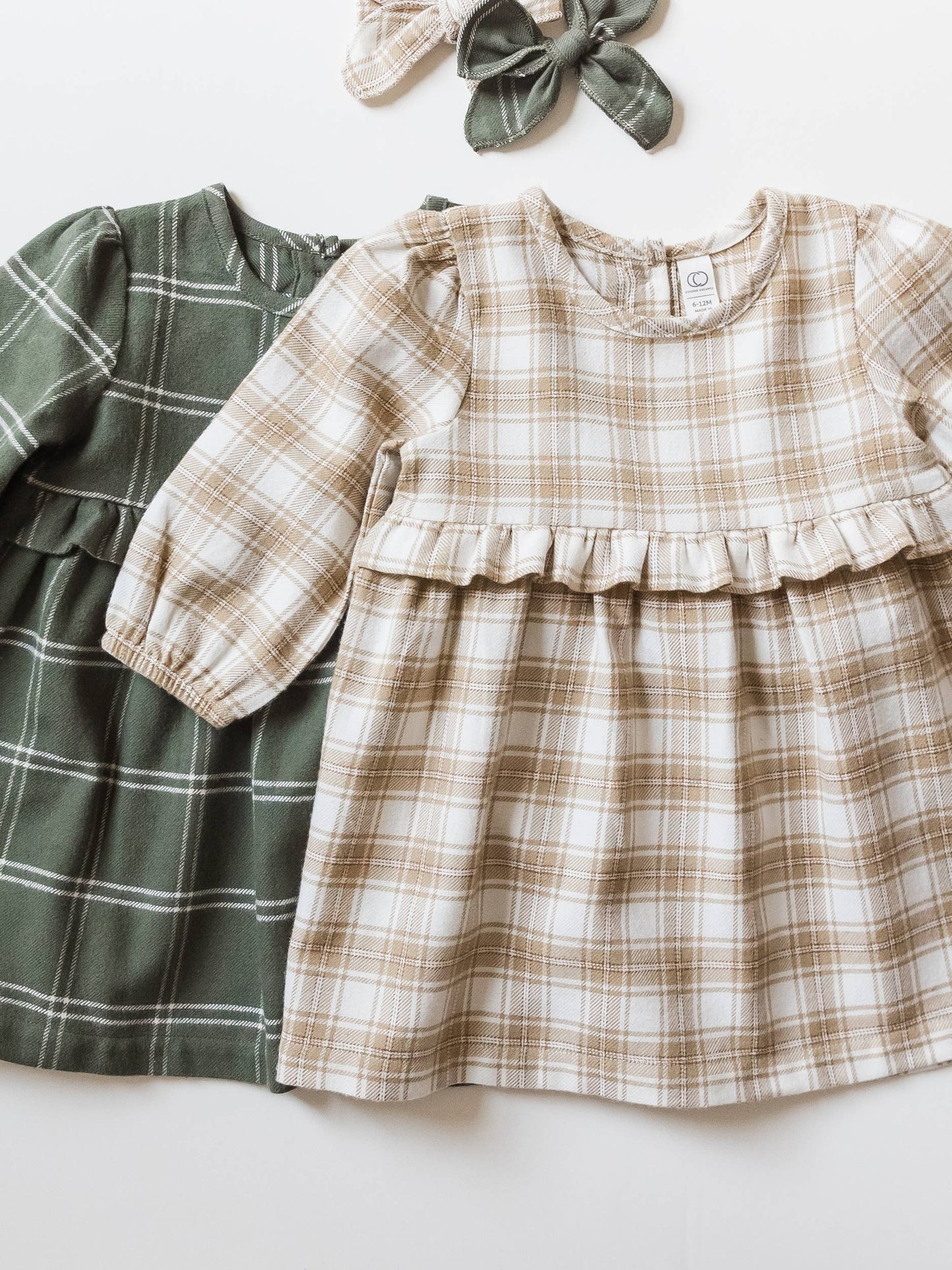 Kids Sydney Flannel Ruffle Dress - Latte Plaid