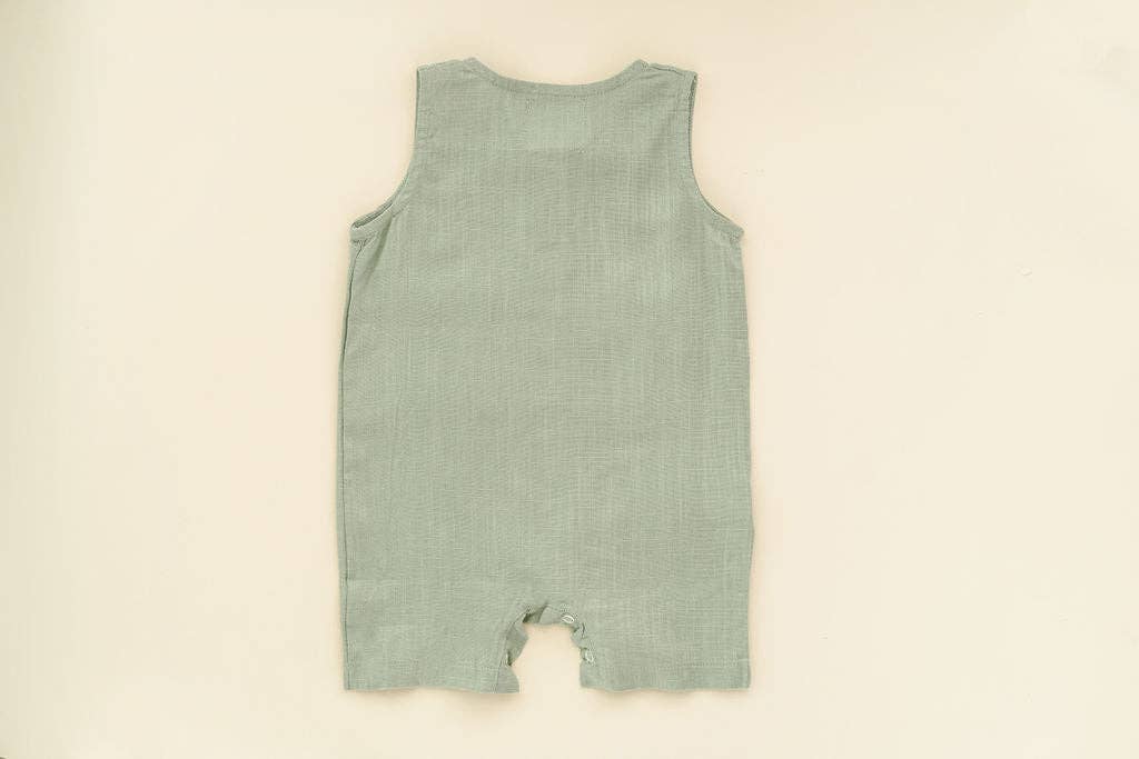 Babe Basics - Green Crop Linen Romper