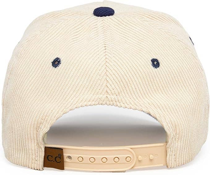Funky Junque - Two Tone Corduroy Hat - Girl Dad - Navy/Beige