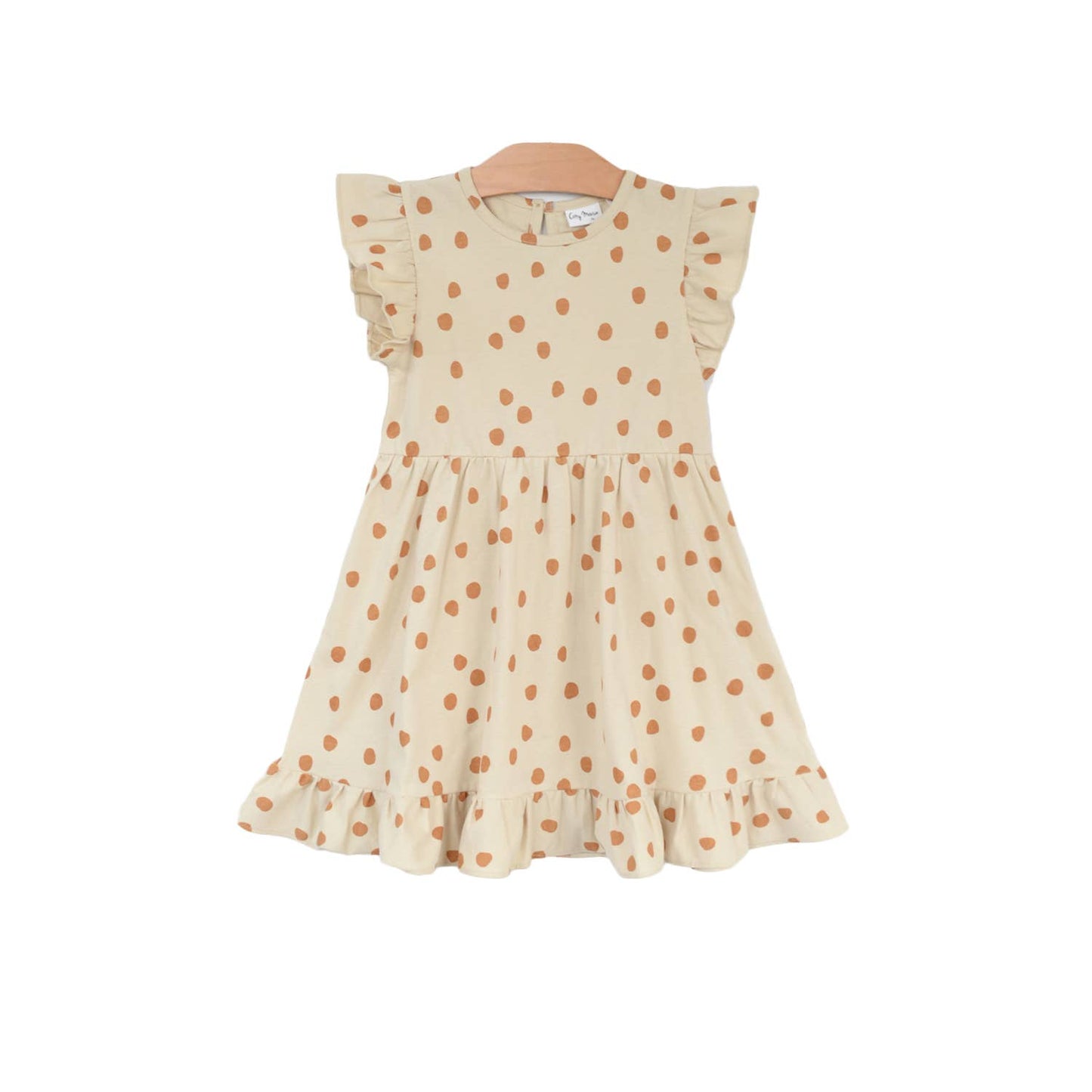 City Mouse Studio - Ruffle Dress- Dots- Saffron