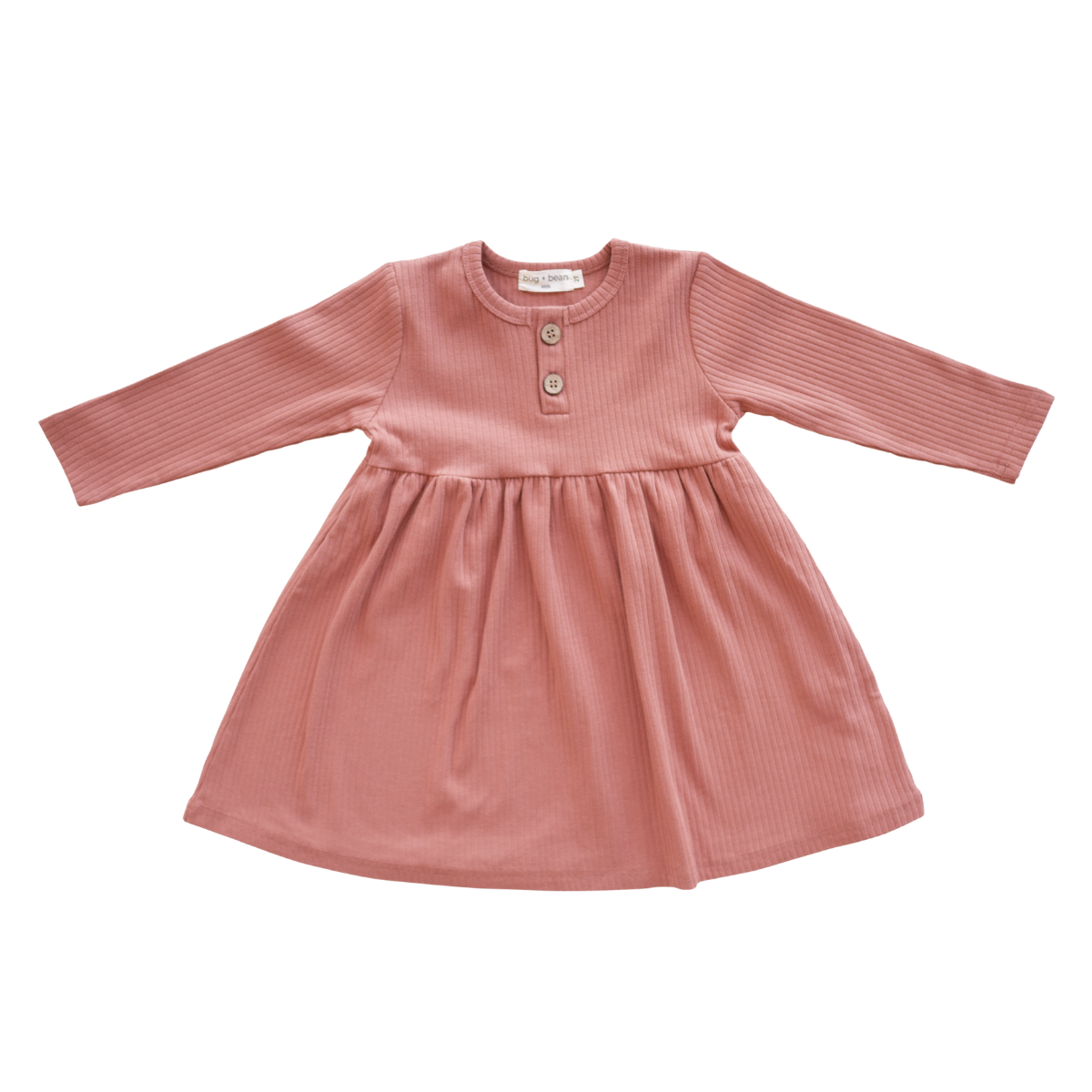 bug + bean kids - Organic Ribbed Cotton Dress | Terracotta