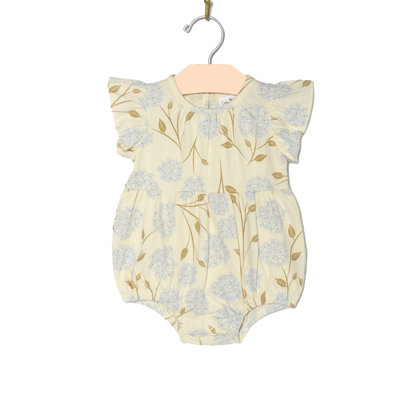 City Mouse Studio - Flutter Sleeve Short Romper- Hydrangea