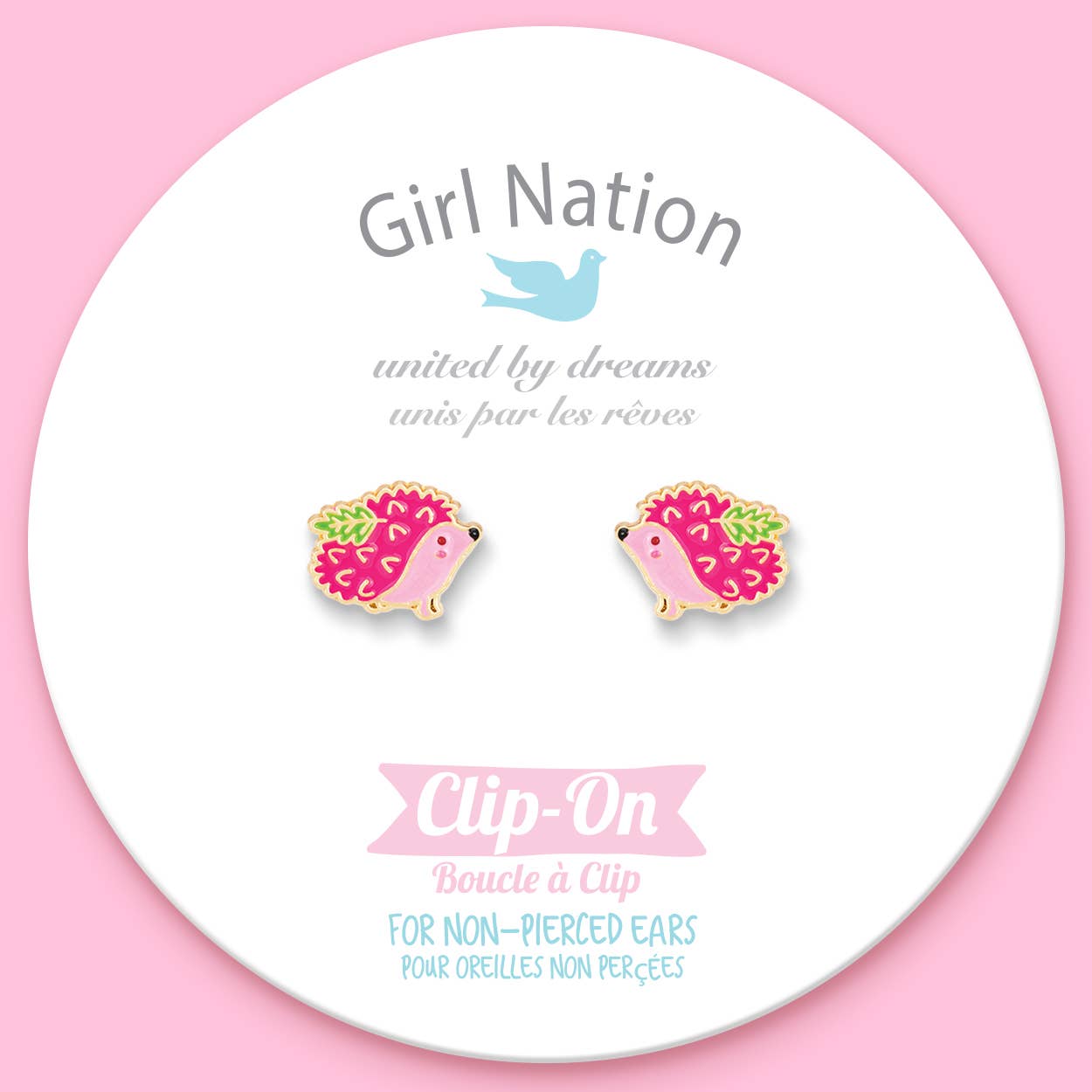Girl Nation - CLIP ON Cutie Earrings | Prickly Pink Hedgehog