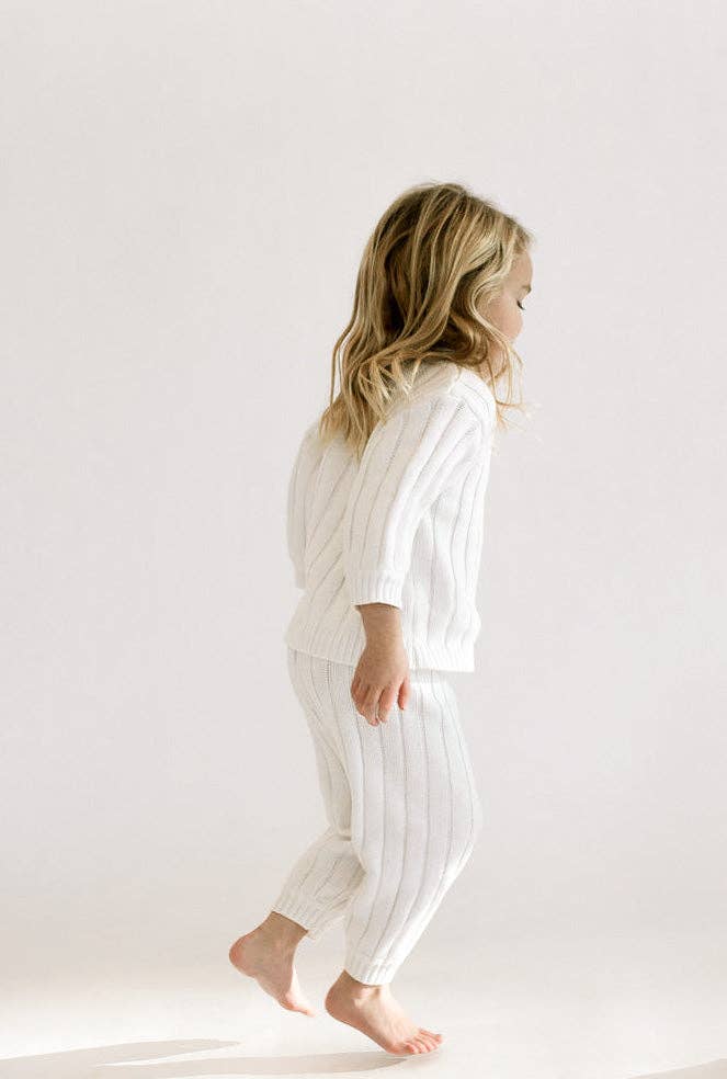 Oat Children - Children’s Wide Ribbed Knit Sweater ‘Dove’