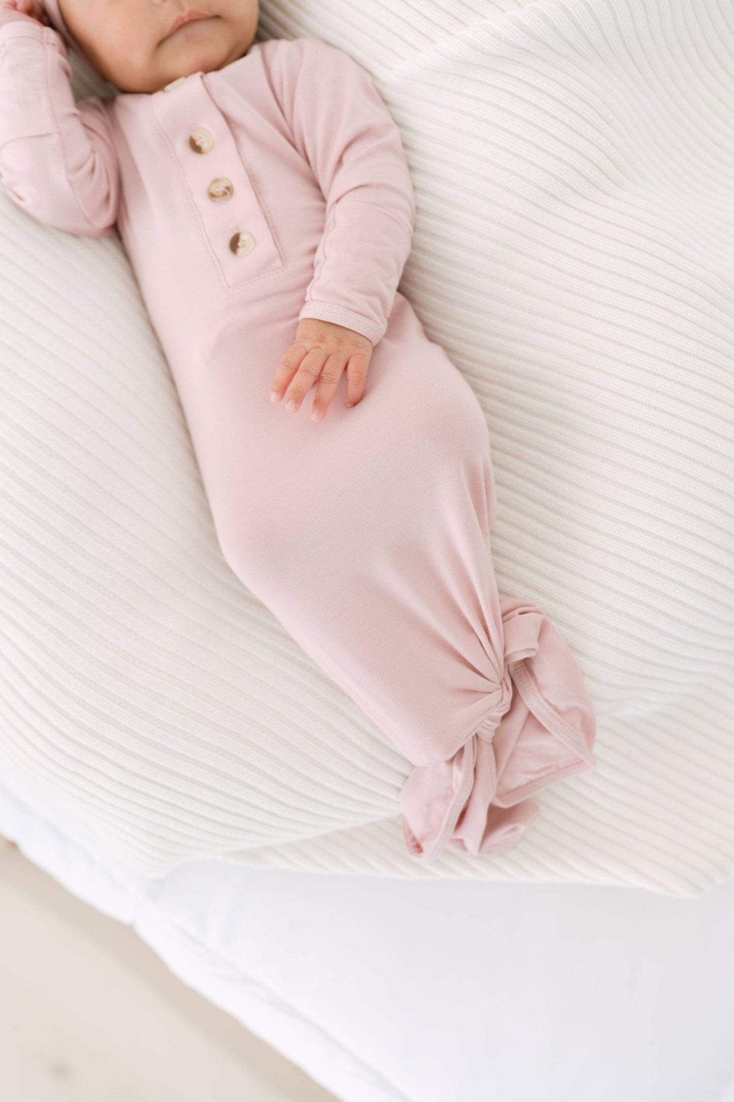 Stroller Society - Newborn Knotted Baby Gown, Bow, Hat Set - Baby Clothes Girl