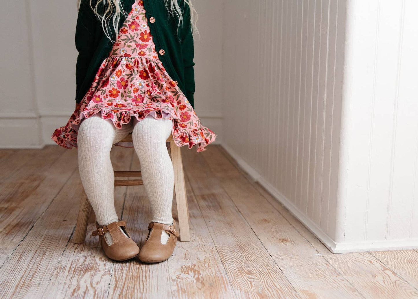 Little Stocking Co. - Heathered Ivory Cable Knit Tights