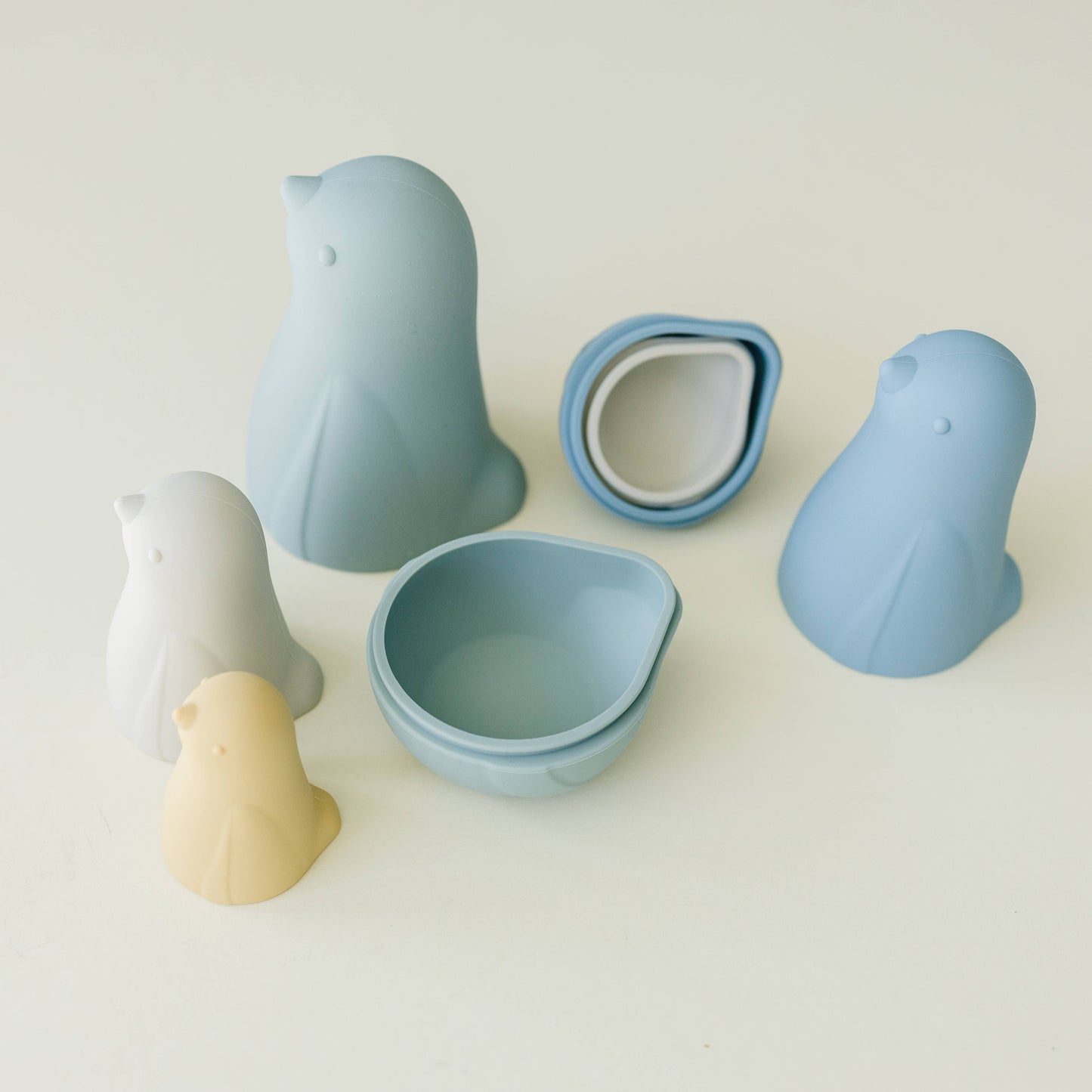 Marlowe & Co - Sea Blue Multi Mix Silicone Nesting Penguin Set of 4