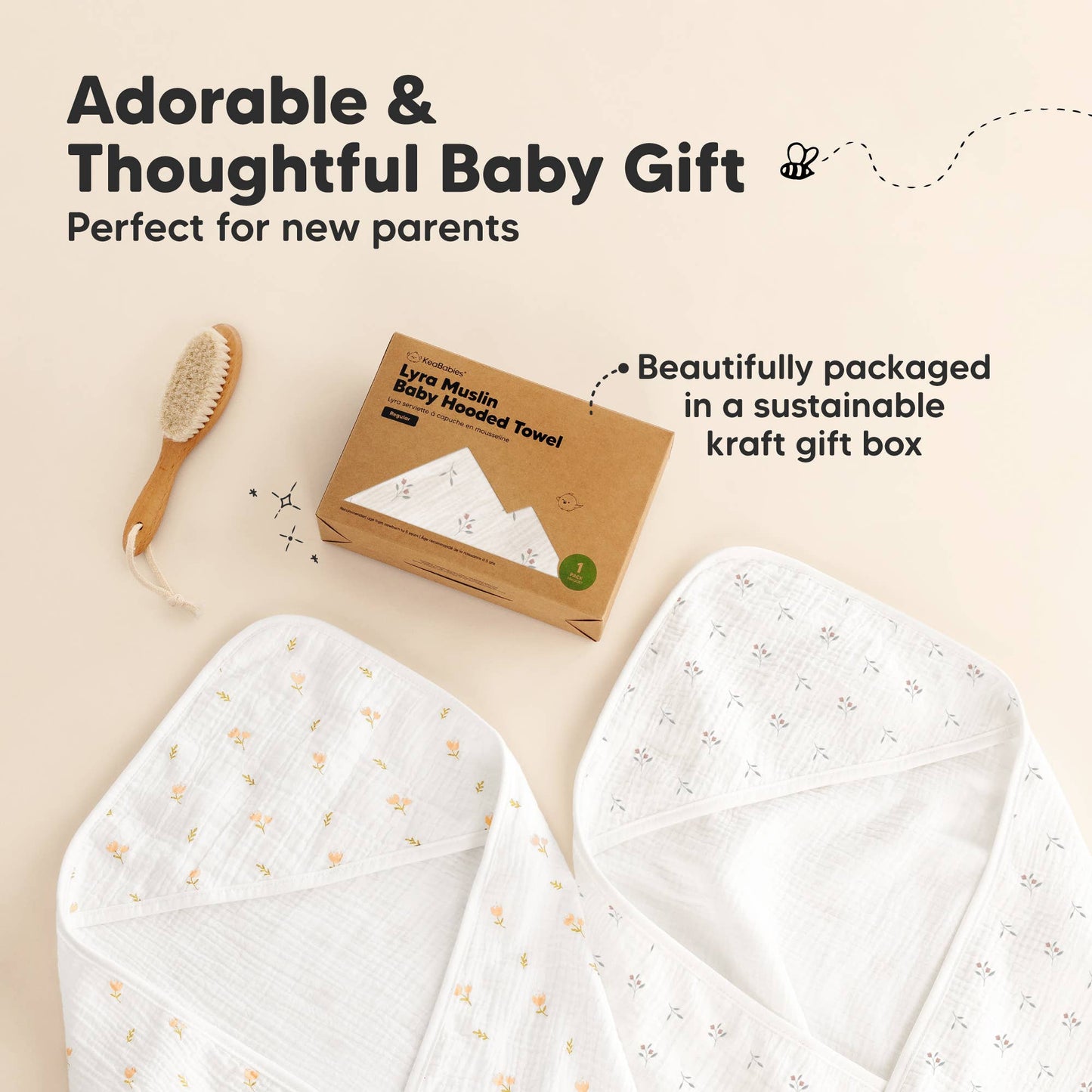 KeaBabies - KeaBabies Lyra Muslin Hooded Towel