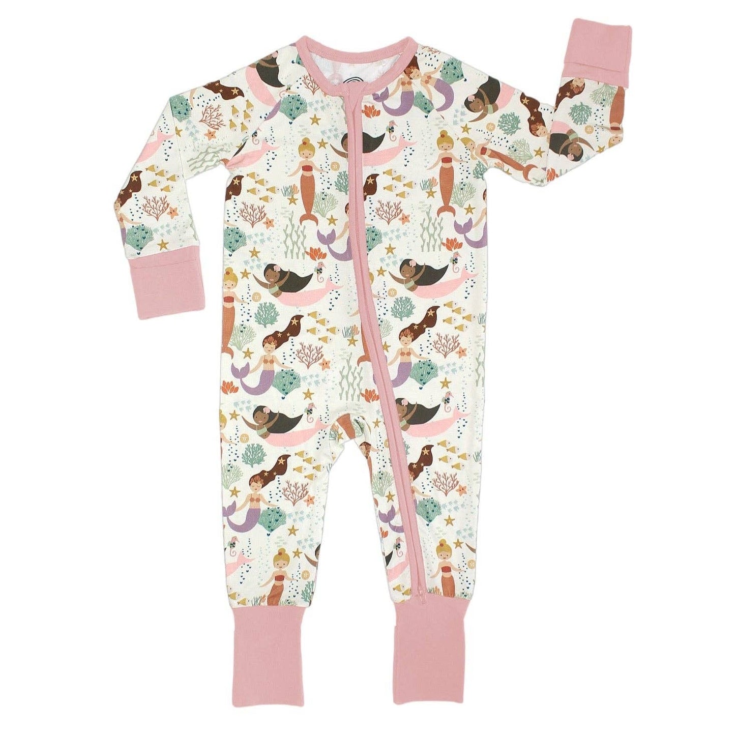 Emerson and Friends - Making Waves Mermaids Coastal Bamboo Baby Pajamas Convertible Romper