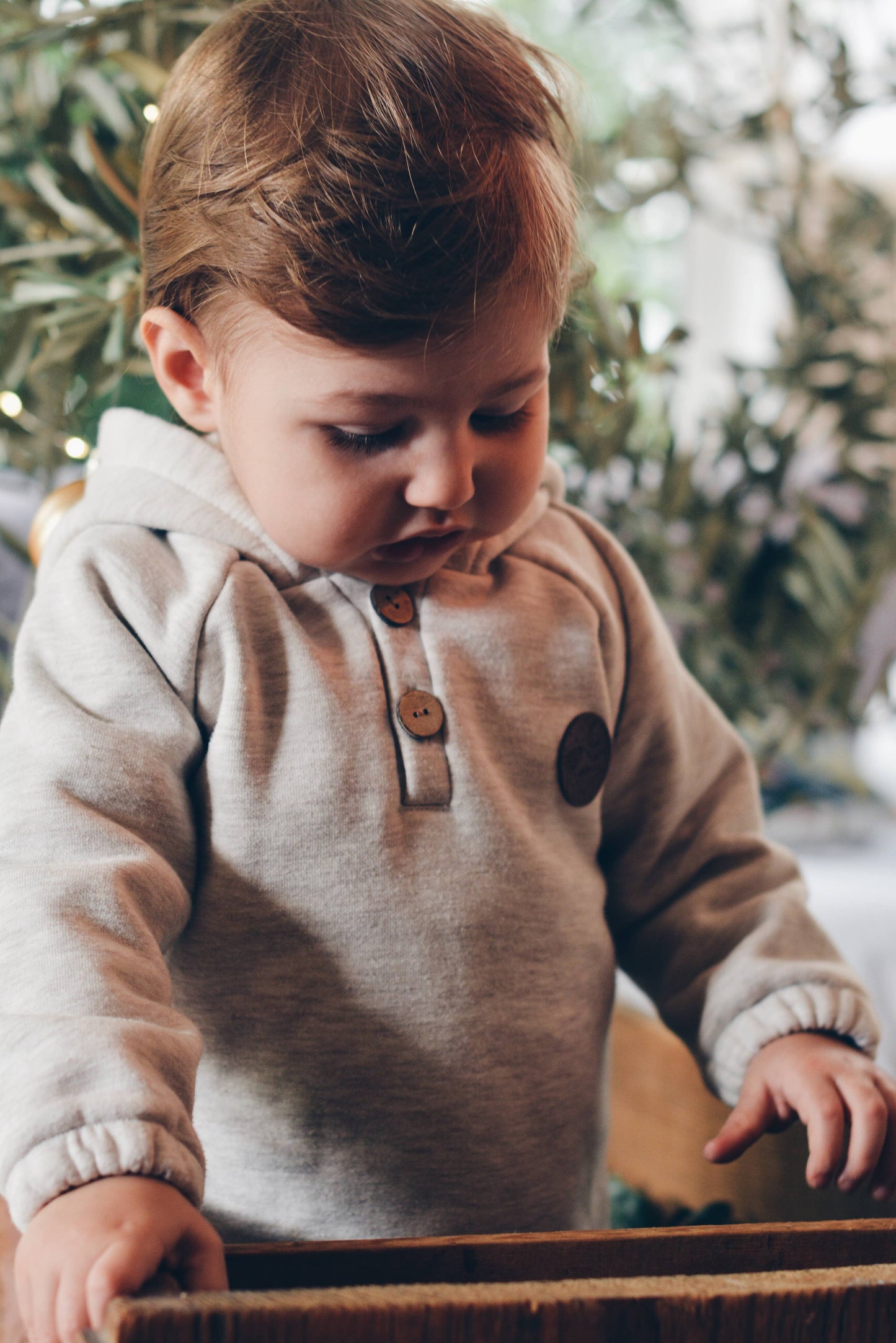 Eli & Nev - Baby / Kids Raglan Sleeve Beige Hoodie Printed Hood OEKO-TEX