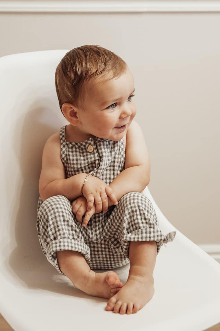 OLIVE & CRADLE - Atticus Gingham Cotton Romper