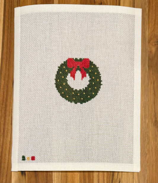 Marie Claire Custom Hand-Painted Needlepoint Canvas - Holiday Wreath